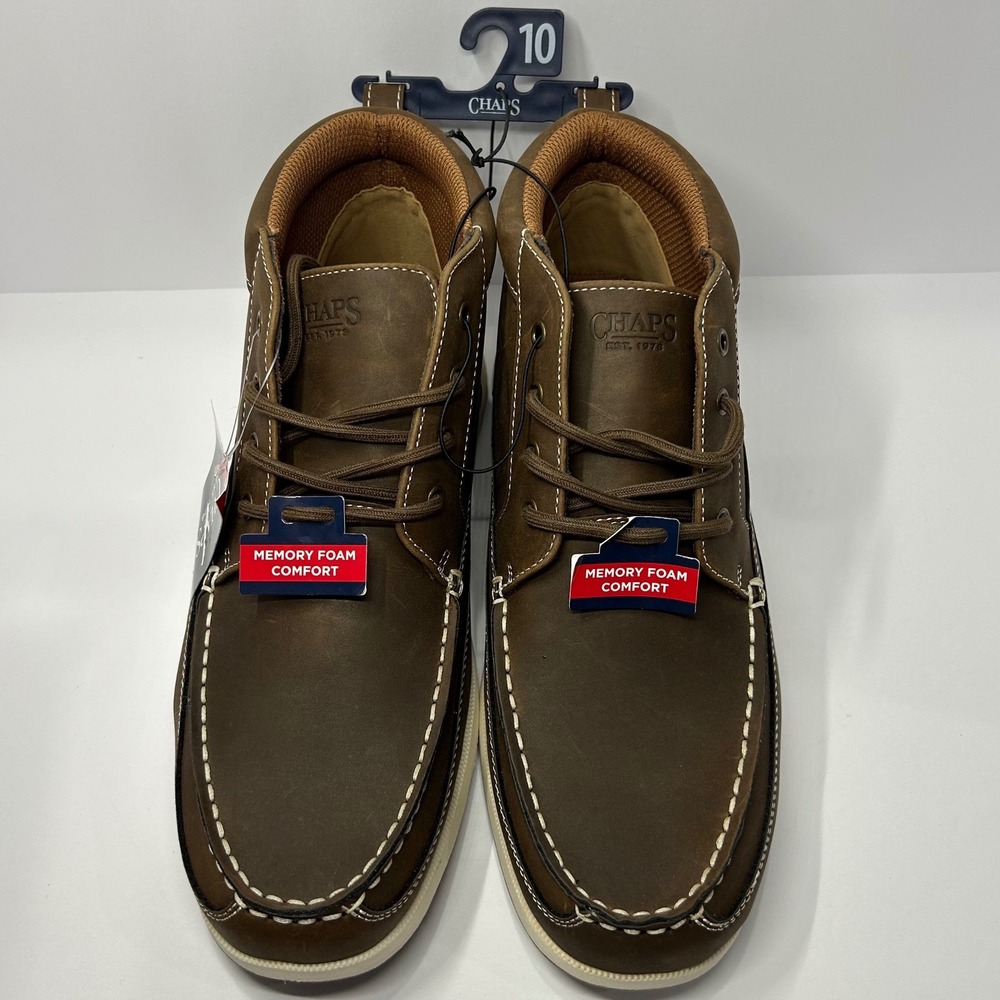 Chaps Toby Mid Mens Fashion Boot Brown Moc Toe Memory Foam Size 10 NEW